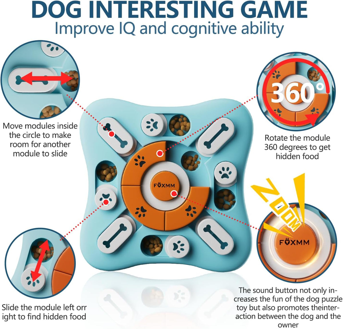 FOXMM Interactive Dog Treat Puzzle Toy