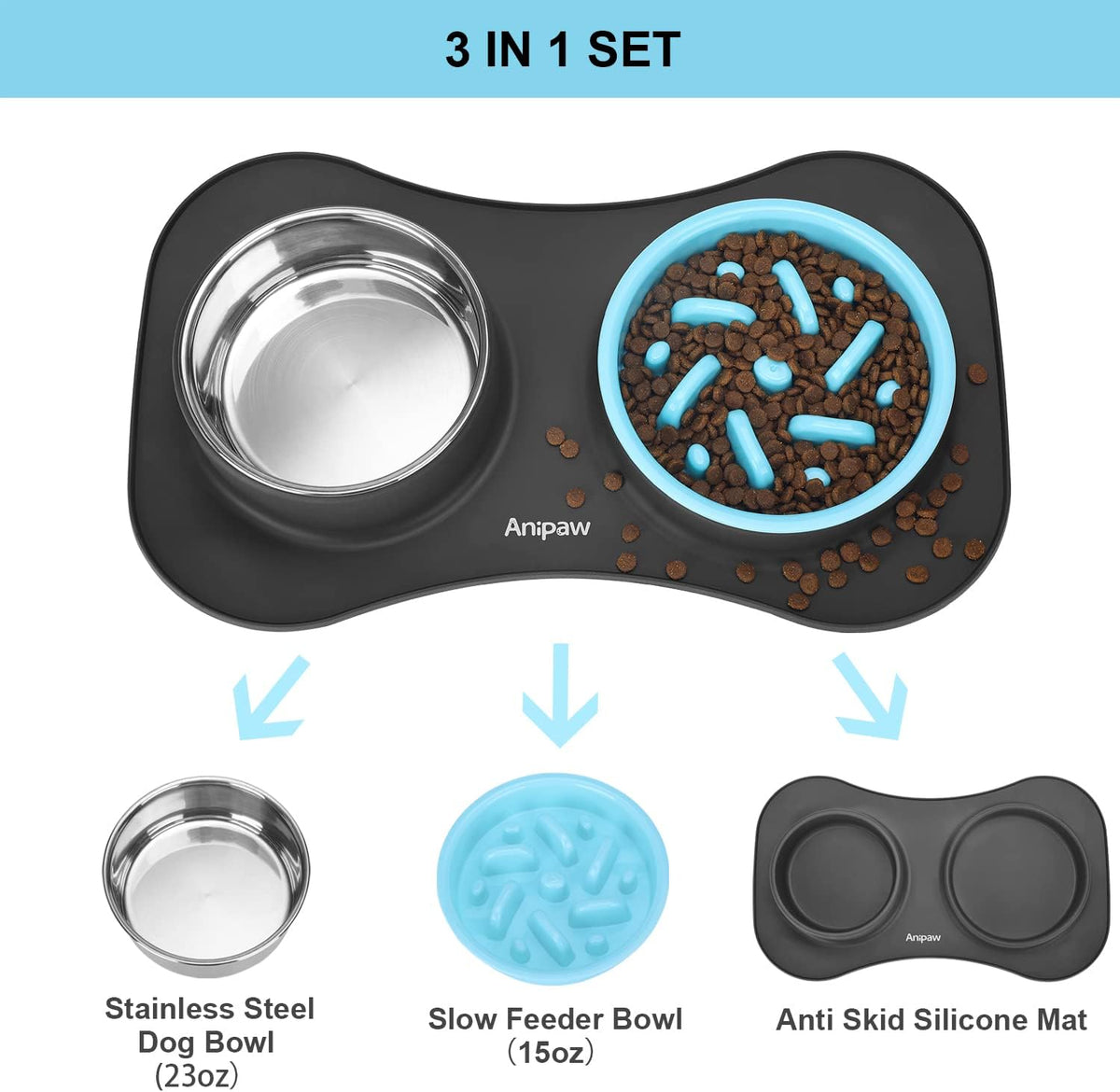 3-in-1 Slow Feeder Pet Bowl