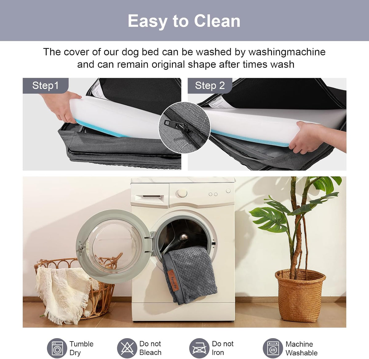 Rainmr Washable Pet Bed