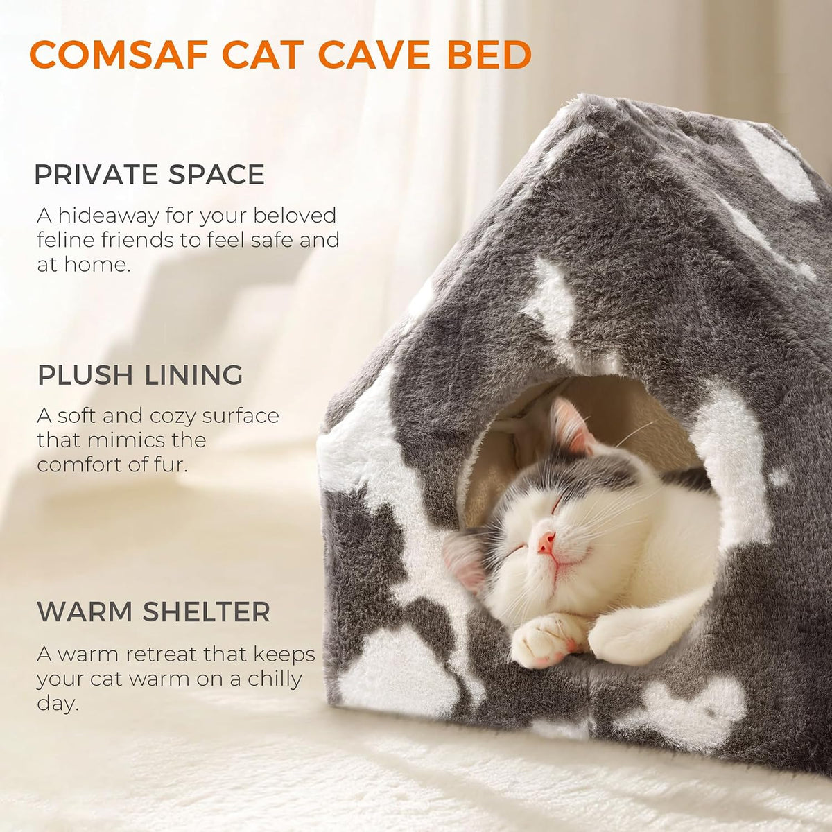 ComSaf Plush Cat Cave Bed