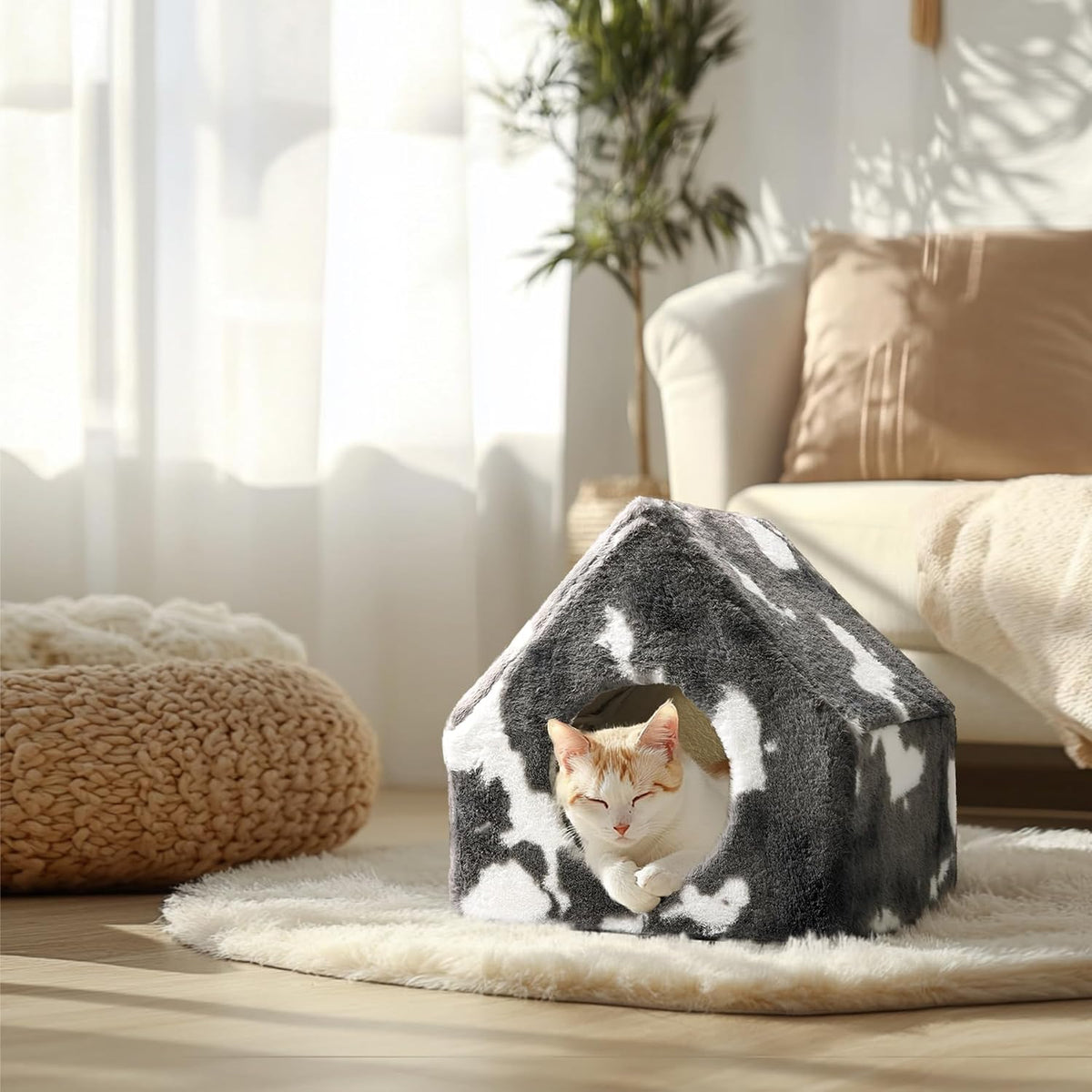 ComSaf Plush Cat Cave Bed